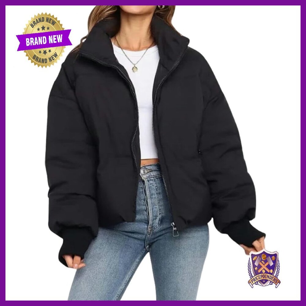 Cropped Puffer Jacket Winter Coat Quilted Lightweight Outerwear